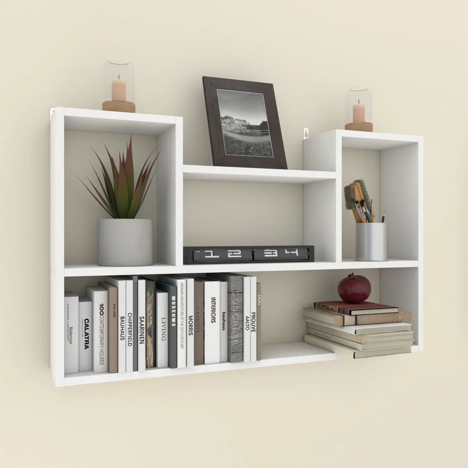 Полка Bromas, ЛДСП, для книг и игрушек, настенная, 90x16x55 см, белая