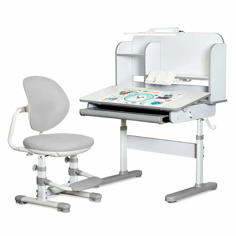 Растущий стол парта и стул детский набор Ergokids Umba XL BD-39 серый