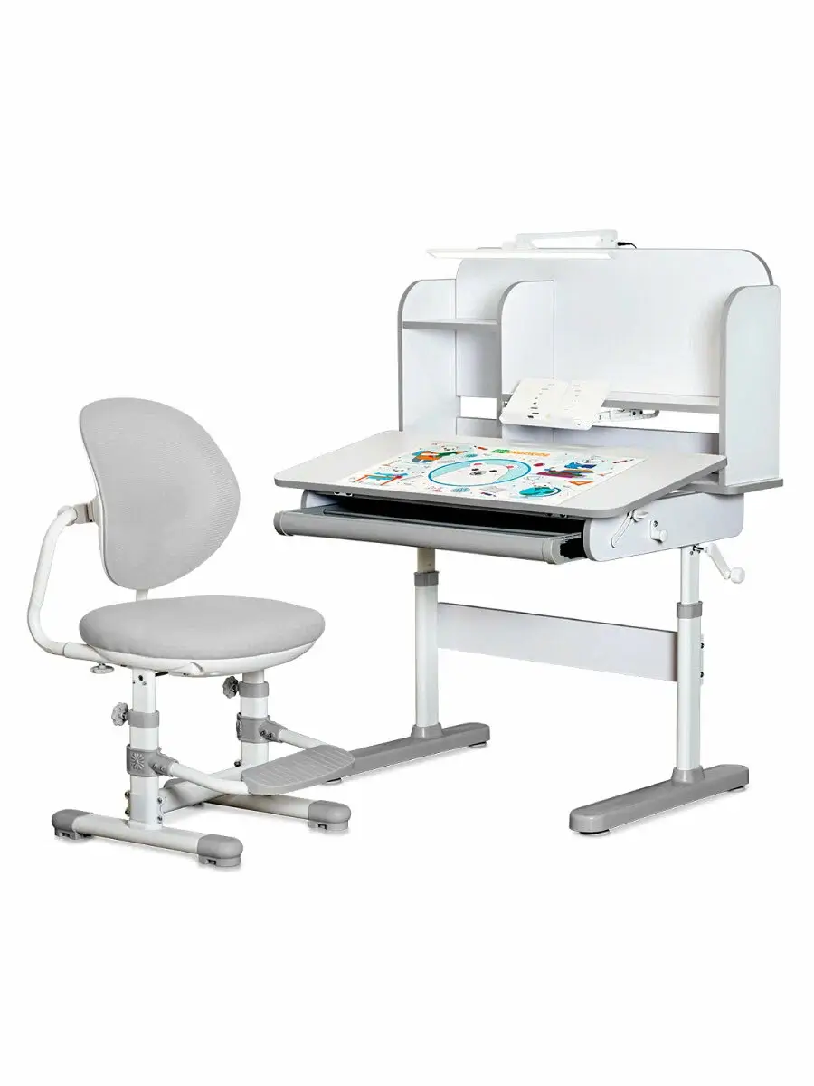 Растущий стол парта и стул детский набор Ergokids Umba XL BD-39 серый