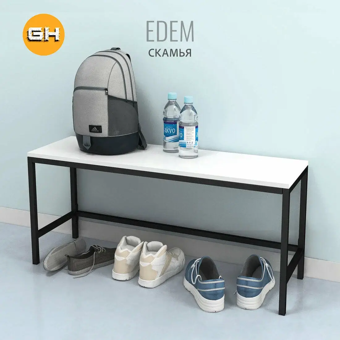 Скамейка EDEM, белая, в баню, для кухни, лавочка, 100х30х45 см, ГРОСТАТ — изображение 2