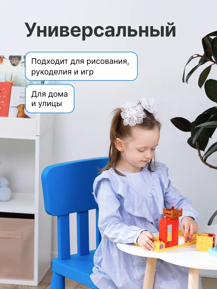 Стул детский Мамонт, пластиковый детский стульчик со спинкой, синий — изображение 2