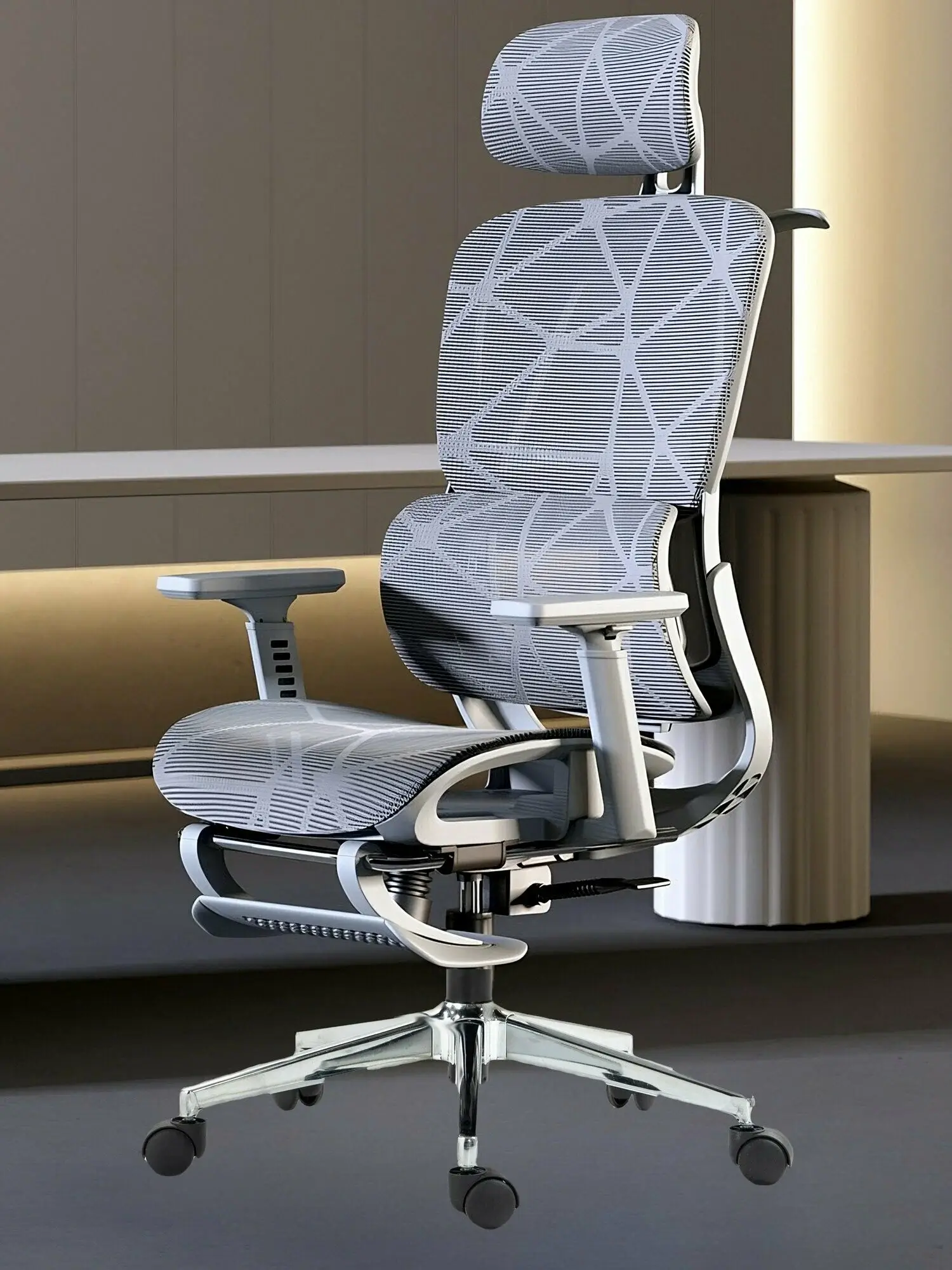 Компьютерное Кресло HICHAIR H909 Gery Эргономичное С 3D Подлокотниками И Многомерным Подголовником