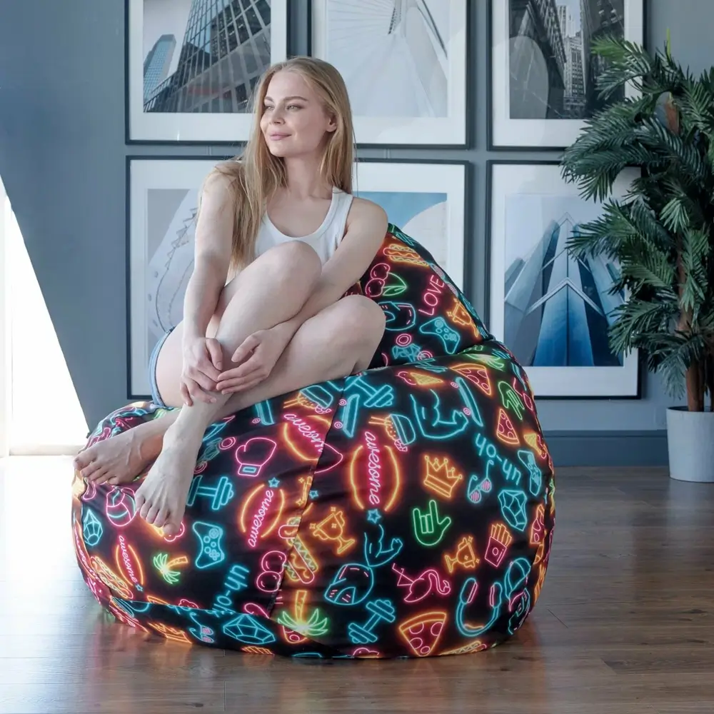 Кресло-мешок "NEON" Myakish, велюровый, цвет желтый, форма груша, XXXXL — изображение 3