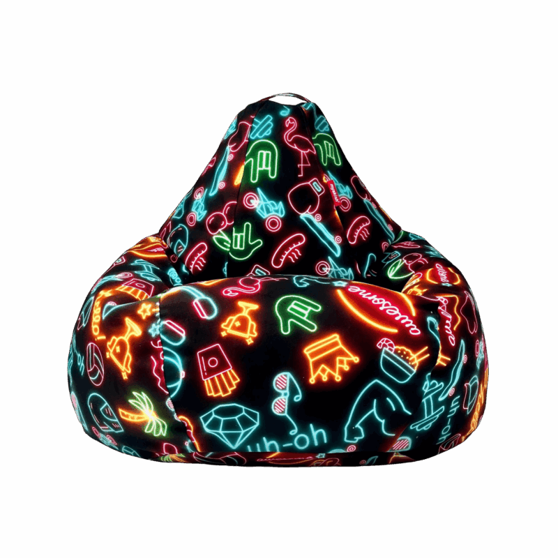 Кресло-мешок "NEON" Myakish, велюровый, цвет желтый, форма груша, XXXXL