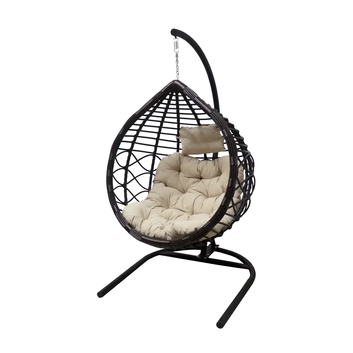 Кресло подвесное с опорой Veil 2 102x200x126 см, искусственный ротанг, тёмно-коричневый/бежевый — изображение 2