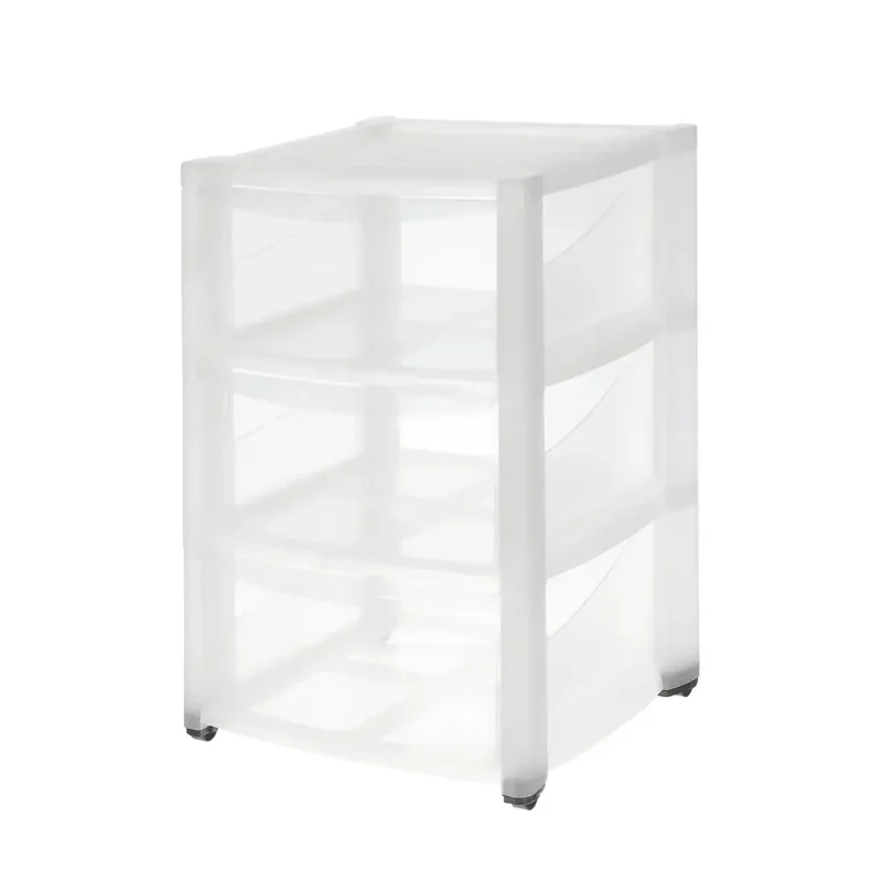Комод на колесах 3 ящика 37x60x39 см пластик цвет прозрачный