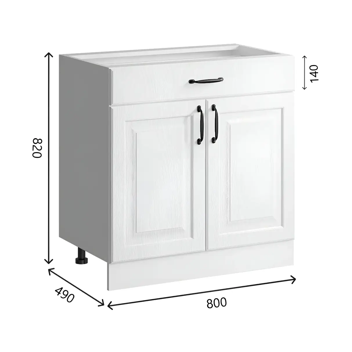 Напольный шкаф с 1 ящиком Bvmebel Romeo 80x82x47 см фасад МДФ цвет белый дуб