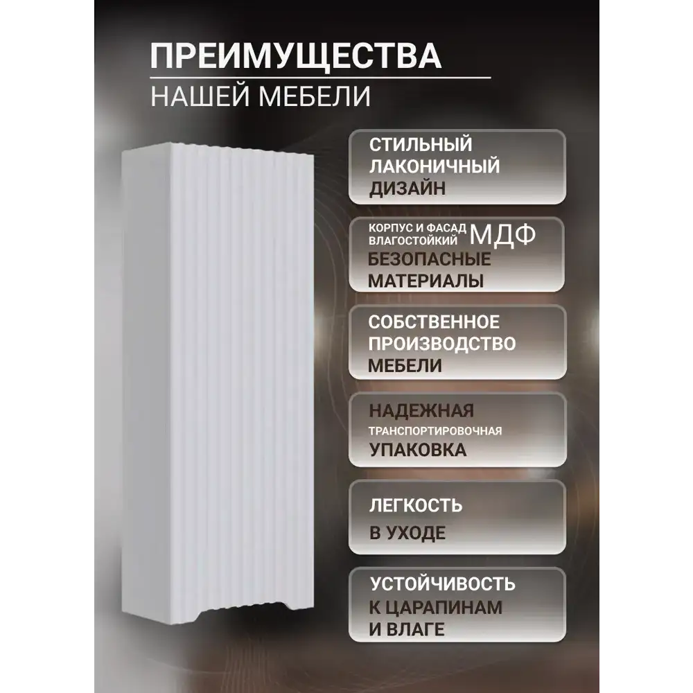 Шкаф для ванной комнаты Play Фостер навесной 30 см цвет белый — изображение 2