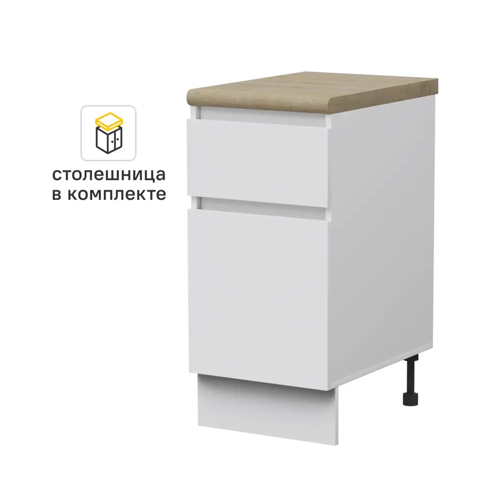 Кухонный шкаф напольный Миус 40x85x60 см ЛДСП цвет белый — изображение 2