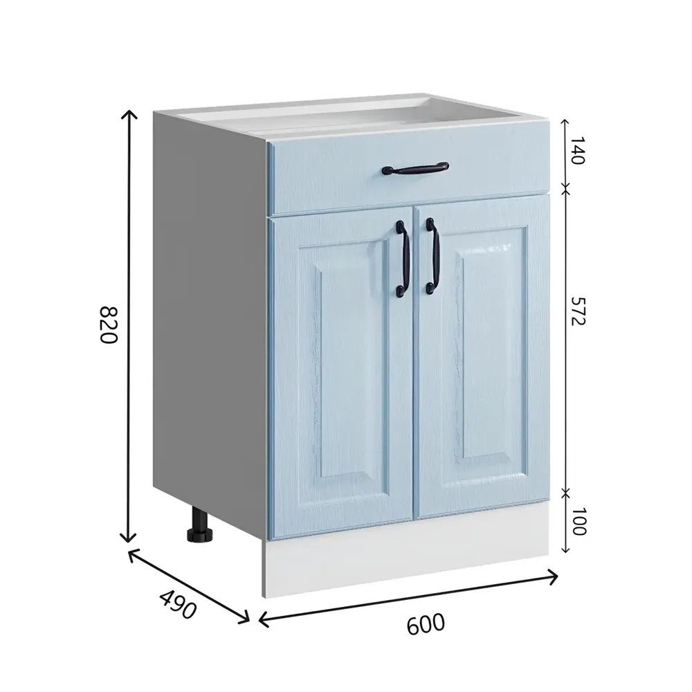 Напольный шкаф с 1 ящиком Bvmebel Romeo 60x82x47 см ЛДСП цвет голубая лагуна/белый
