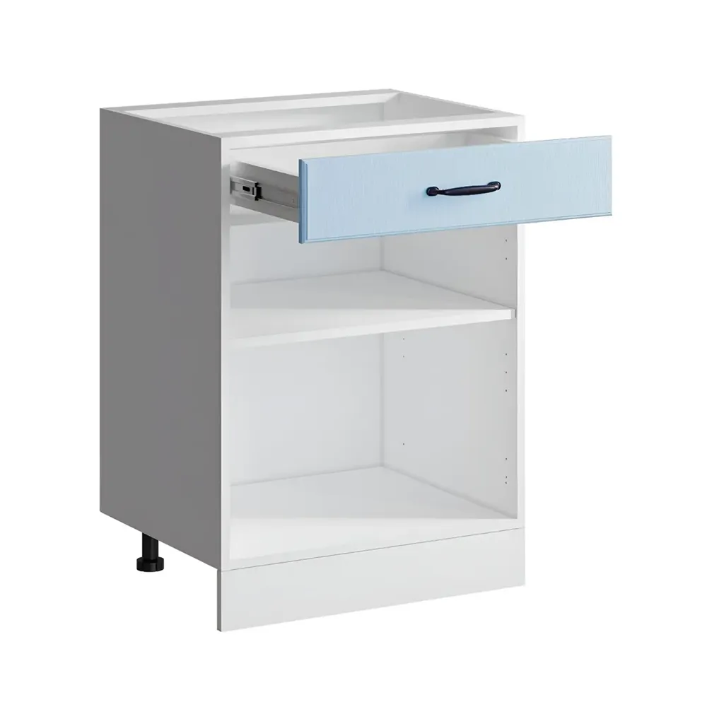 Напольный шкаф с 1 ящиком Bvmebel Romeo 60x82x47 см ЛДСП цвет голубая лагуна/белый — изображение 2