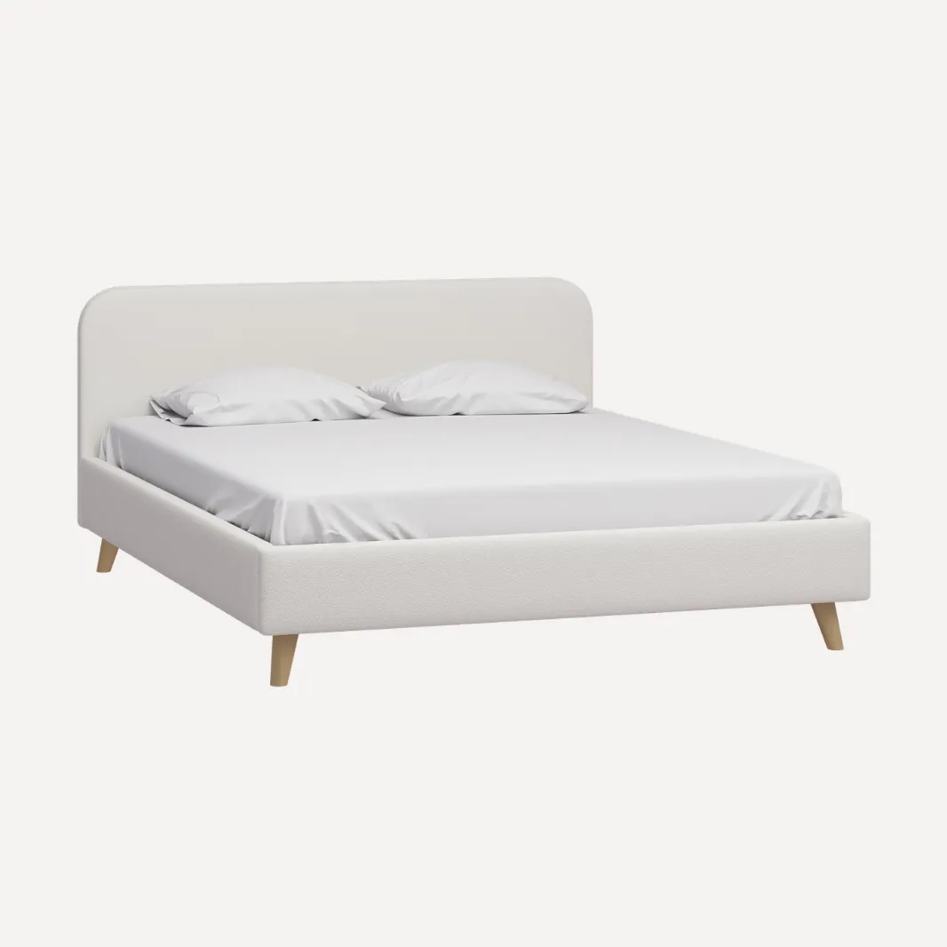 Кровать 180x200 двуспальная с подъемным механизмом, Divan.ru Лайтси Букле Молочный 212x191x91 см, букле, белый