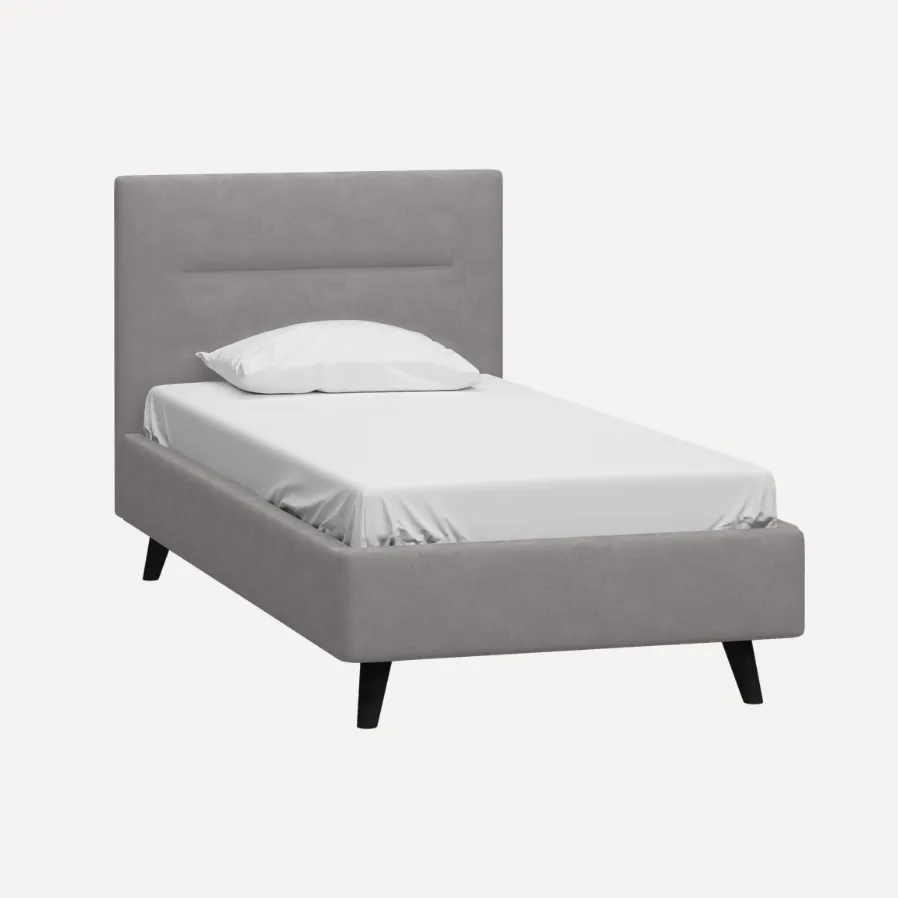 Кровать 90x200 односпальная Divan.ru Пайл 90 Велюр Светло-серый, 212х101х101 см