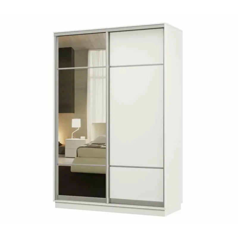 Шкаф-купе 2-дверный Hoff Практик, напольный, 150х220х60 см, ЛДСП/зеркало, для одежды, цвет белый