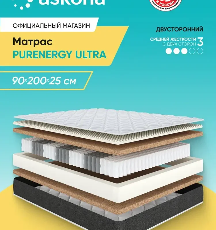Матрас Askona / Аскона 90x200 PurEnergy Ultra Анатомический