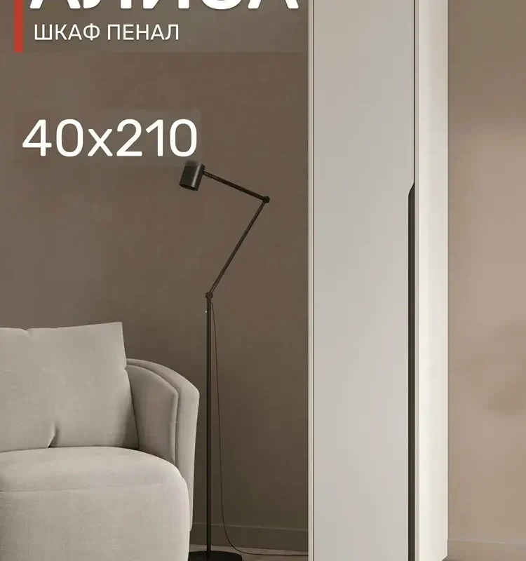 Шкаф-пенал со штангой Алиса П-400, белый, 40х210 см